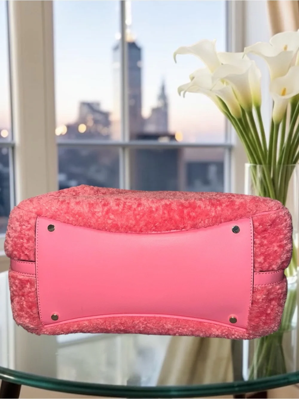❌Sold❌Kate Spade Mimi Faux Fur Satchel in the striking Pomegranate / Bright Blus